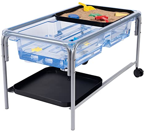edxeducation Sand and Water Table Set | Water Sensory Table for Kids | 58 cm H | Tubular Steel Frame | Includes 2 Mini Tuff Trays and Plug | Indoor and Outdoor, 23 High