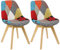 WOLTU Esszimmerstühle 2er Set, Küchenstühle mit Patchwork Design, Massivholz Beinen, Leinen, bis 150 kg belastbar, Mehrfarbig