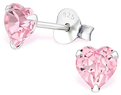 Monkimau Mädchen Ohrringe Herz Ohrstecker aus 925 Sterling Silver echt Silber mit 2 Kristallen