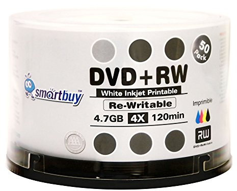 Smartbuy - Confezione da 50 DVD + RW 4 x 4,7 GB, 120 min, colore: Bianco