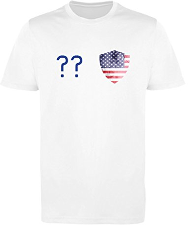 Comedy Shirts - USA Trikot - Wappen: Klein - Wunsch - Herren Trikot - Weiss/Royalblau Gr. XL