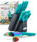 Marco Almond messerblock, küchenmesser set mit block, küchenschere, besteck messer set, bestem geschenk 14-stück regenbogen-titan/türkis