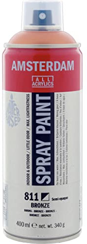 Amsterdam Spray Paint - 400 ml Bronze 811 - Semi-Opaque Color - High Lightfastness - Water-Based Formula - Low Odor - Solvent-Free - Suitable for Various Surfaces - European Craftsmanship