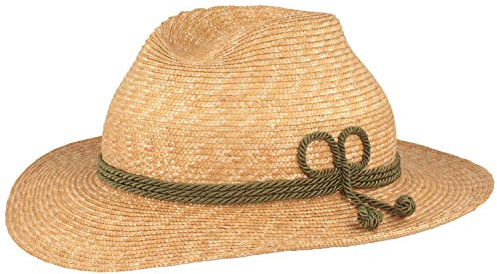 Breiter Trachten-Strohhut Sommerhut Trachtenhut – Werdenfelser – 100% Stroh Hut mit 3-Fach Kordel - Natur M