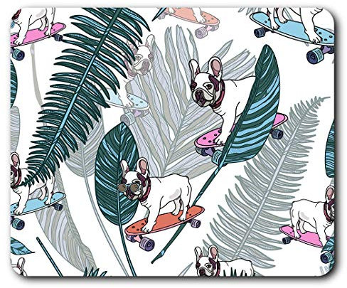 RM15531 Mauspad mit französischer Bulldogge und Welpen, 23,5 x 19,6 cm, für Computer und Laptop, Büro, Geschenk, rutschfeste Unterseite