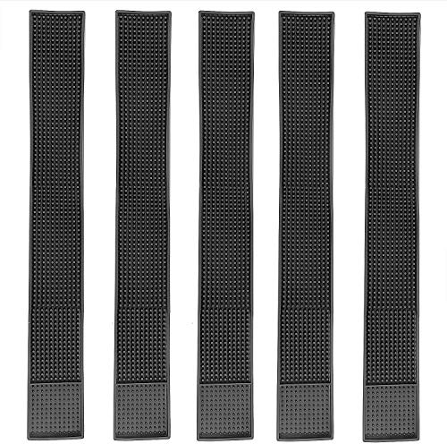 KINJOEK 5 Packungen 8,1 cm x 61 cm Gummi-Servicematte schwarz Getränkeuntersetzer robust auslaufsicher & rutschfest Tischschutz für Bar Küche Restaurant Hotel Getränke Möbel