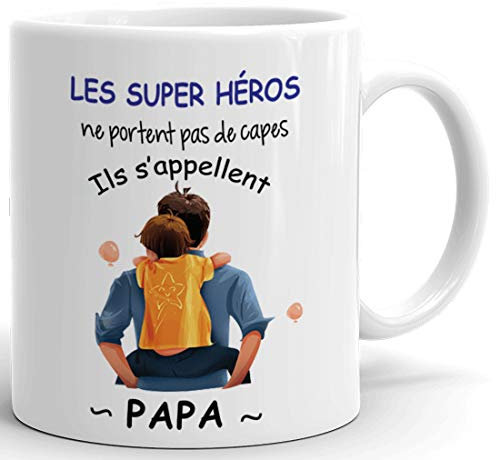 Tasse-Mug Papa Héro - Idée Cadeau Original pour Fête des Pères, Naissance, Anniversaire - Boite à Papa Humour