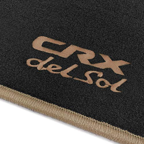 online-fussmatten OFM-CRX-DeSol-308 Passform Velours-Fußmatten mit Bestickung CRX del Sol und Rand in Beige