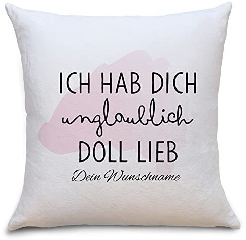 OWLBOOK unglaublich doll lieb Flauschiges Kissen mit Spruch Personalisiert mit Namen Geschenke Geschenkideen für Frauen zum Valentinstag Zierkissen mit Füllung