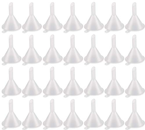 AMACOAM 50 Piezas Embudo Pequeño Plastico Transparente Mini Embudo de Viaje Embudos Plásticos Funnel Claro para Llenar Botella Perfume Aceite Esencial Emulsión Líquido Laboratorio