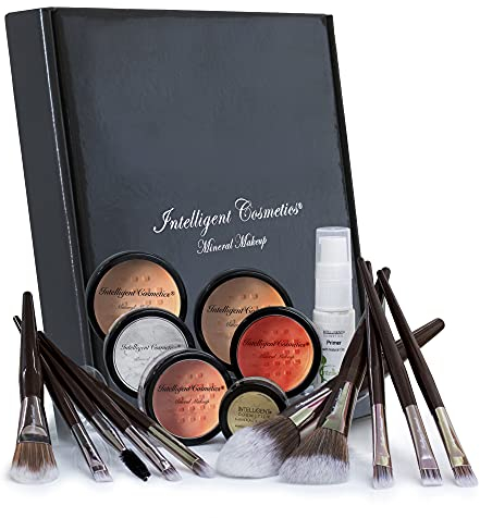 Mineral Make-up Set/Kit 17-teilig – Lose Pulver Mineralien Komplettset – 2 Farbtöne Foundation, Fair & Fair2