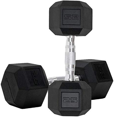 Bovvflex Kurzhantel-Set, 2 Sechskant-Gummi-ummantelte Hanteln, Gewichte, Kurzhantel-Set mit Metallgriff für Bewegung und Fitness (11,3 kg, Paar)