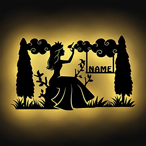 Nachtlicht Prinzessin Eis-Königin Prinzessinnen Geschenke Holz Wand-Lampe Schlummerlicht personalisiert Mädchen Frauen I Batteriebetrieben