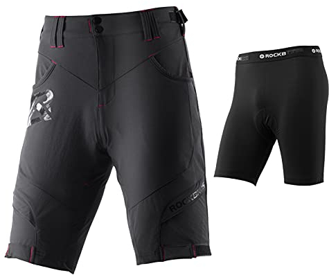 ROCKBROS Pantaloncini MTB Uomo Pantaloncini Ciclismo Corti 4D Imbottitura Traspiranti Design 2 in 1 per Ciclismo Bicicletta
