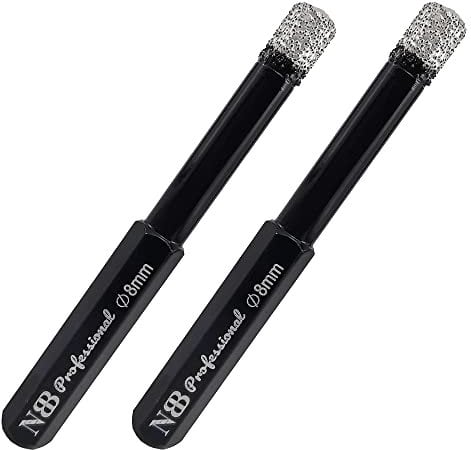 NBB Punte diamantate con codolo esagonale, per foratura a secco in porcellana dura, ceramica, piastrelle, granito, marmo, meglio bagnate, utilizzate in trapani con filo o cordless (2, 8mm)