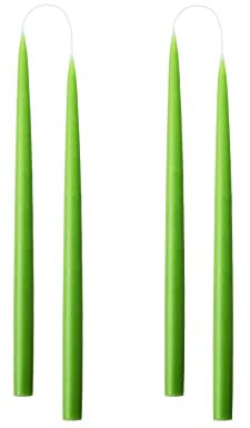 Kunstindustrien® Stabkerzen, Hergestellt in Dänemark, 42 Farben verfügbar, Tafelkerzen, Durchgefärbte Kerzen lange Brenndauer von 15 Stunden, Kerzen Set Geschenk, 4 Stück, 2,2 x 35 cm (Hellgrün)