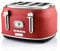 Westinghouse Retro 4-Slice Toaster - Six Adjustable Browning Levels - with Self Centering Function & Crumb Tray - Including Warm Rack for Bread, Bagels, Sandwiches, & Croissants - Red