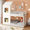 Moimhear 90x200cm Kinderbett Etagenbett Hausbett, Bodentief, mit Leiter & Baldachin (Weiß)