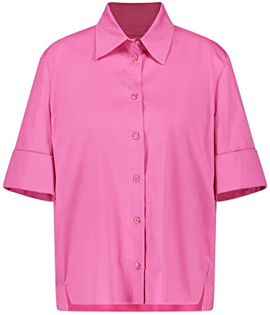 Gerry Weber Damen Halbarmbluse mit Ärmelaufschlag halber Arm, mit Ärmelaufschlag unifarben Peony 42