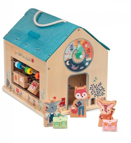 Lilliputiens - Ma première école - Jouet éducatif en bois avec personnages, salle de classe et cour de récré - Stimule la motricité, l’imagination et réflexion des enfants - Dès 2 ans - 83422