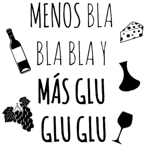 Pegatina Decorativa Cocina Restaurante Bar. Vinilo para cocina y cafetería restaurante. Decoración cocinas pegatinas pared (MENOS BLA BLA, 85cm (ancho) x 120cm (alto))