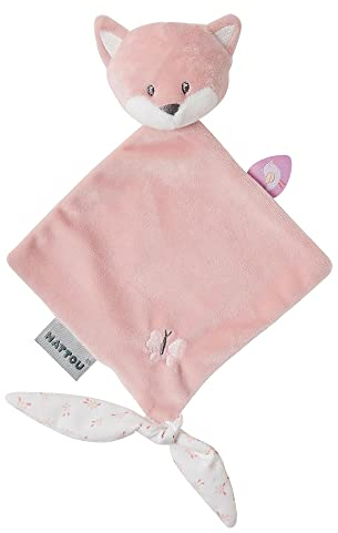 Nattou Mini-Doudou Plat en Polyester, Alice Le Renard, Compagnon de Route dès la Naissance, Env. 28 cm, Alice et Pomme, Rose