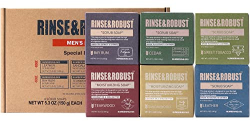 Mens Bar Soap 6Pcs Cleansing All Natural Handmade Mens Set Scrub Soap Gift for Men Body&Hand All Skin Type|6 Different Scents Valentines Gifts for Him