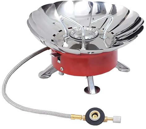 AGSYFFD Camping Gaskocher 2800W Windgeschützt, faltbarer Outdoor Campingkocher mit Piezozündung und Windschutz, tragbarer Gasbrenner für Trekking, Wandern, Camping, Angeln & Picknick