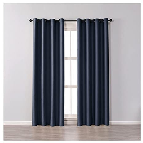 Aotiwe Gardinen Küche, Gardinen mit Ösen Modern Einfarbig Navy Blau Polyester 2 Stücke 137X160cm