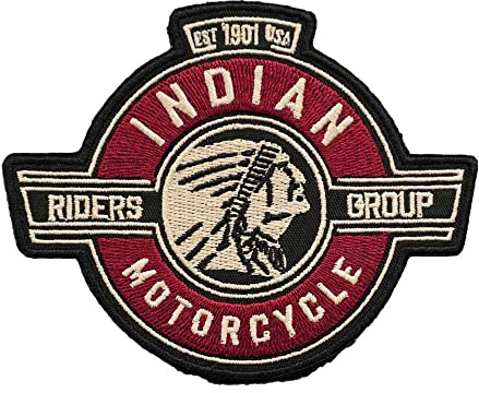 SUMA SHOP - Aufnäher, Indian Motorcycle, Indian Motorcycles, Indian Motorcycles Accessories, gestickter Aufnäher, 10 x 8cm, rot