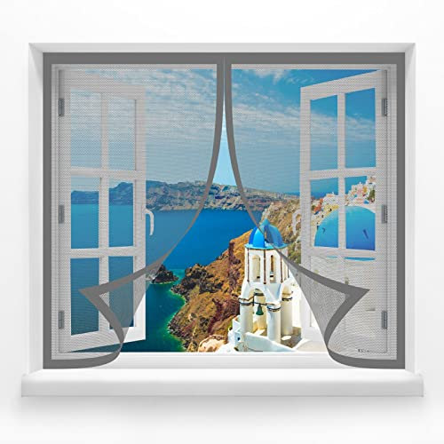 Mosquitera para Ventanas Magnéticas 115 x 115 cm Pantalla Mosquitera para Ventana Mantiene el Aire Fresco para Todas Las Ventanas Interiores y Exteriores, Gris