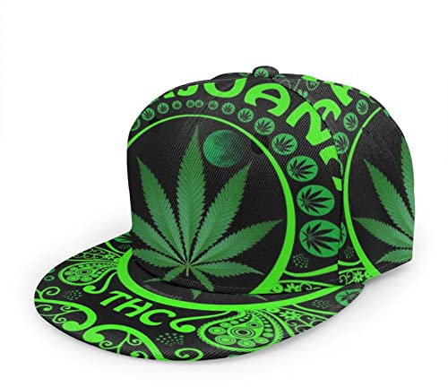 KWQDOZF Greenleaf Flag Weed Damen Herren verstellbare Mütze, modische Baseballkappe mit flachem Schirm