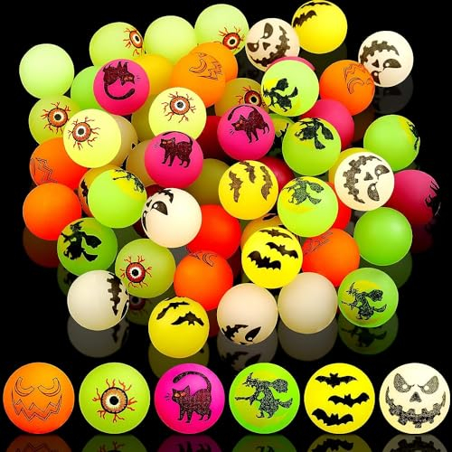 72 Stück Halloween Luminous Flummi für Kinder,Halloween Flummi Im Dunkeln leuchtende Springende Bälle,Gummiball Springball Hüpfball für Halloween Party Mitgebsel Geschenk Süßes oder Saures