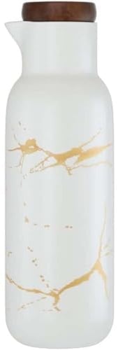 MAGICVOGEL Bottiglia di olio in ceramica, 380 ml, dispenser di olio d'oliva con tappo in sughero, dispenser di aceto, aceto, bottiglia per cucina, barbecue, pasta (bianco)
