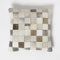 Homescapes Patchwork-Kissen 45x45 cm, Lederkissen kariert, Fellkissen Creme-beige-grau, Dekokissen mit Füllung