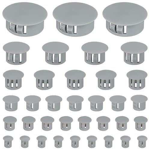 160 PCS Plastic Hole Plug Set - Snap-In Locking Caps in Assorted Sizes (Grey)