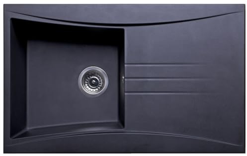 Victory Fregadero de fibra de vidrio F860 en negro para armario bajo de 45 unidades, de material compuesto
