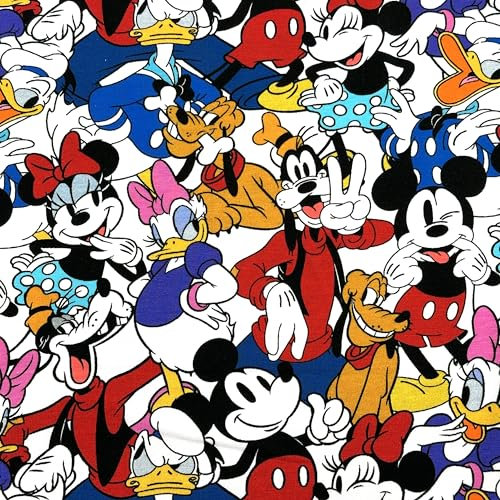 MAGAM-Stoffe Mickey Mouse Jersey Kinder Stoff Oeko-Tex Meterware 50cm (Party)
