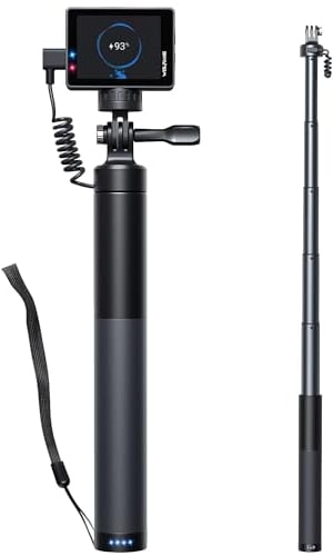 WOLFANG GB2200 Rechargeable Selfie Stick with 2600mAh Rechargeable Battery, Selfie Stick Black Rotation for Action Camera and Travel(24-60CM)