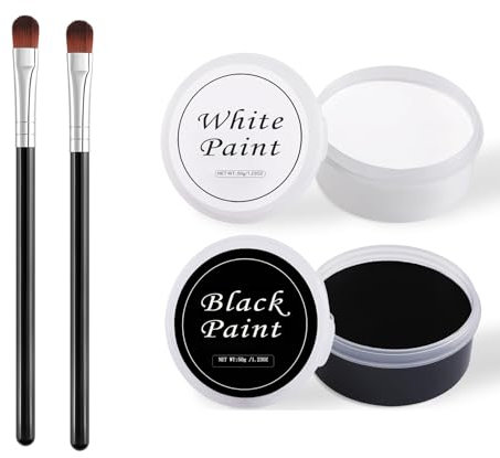 Set di trucchi per il viso di Halloween, colore nero e bianco, per Halloween, per trucco teatrale, Halloween, trucco per bambini