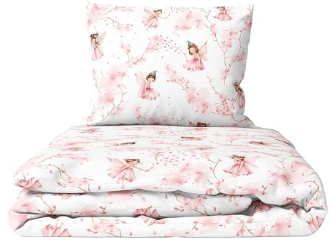 Baby Comfort 2-Piece Toddler Duvet & Pillow Set - 120x90 cm - 100% Cotton Breathable Fabric - Machine Washable Quilted Bedding for Cot Bed 12M+ (Fairies)