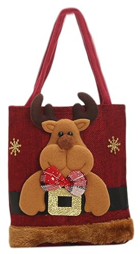 BWANGIAO Niedliche Geschenktüte für Weihnachtssüßigkeiten mit Mehreren Mustern, weihnachtliche dekorative Tasche, Stoff-Einkaufstasche, bunt, für Kinder