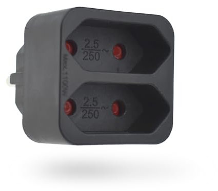 feletec 2-fach Steckdosenadapter 2x Euro, schwarz, Mehrfachstecker, Mehrfachsteckdose