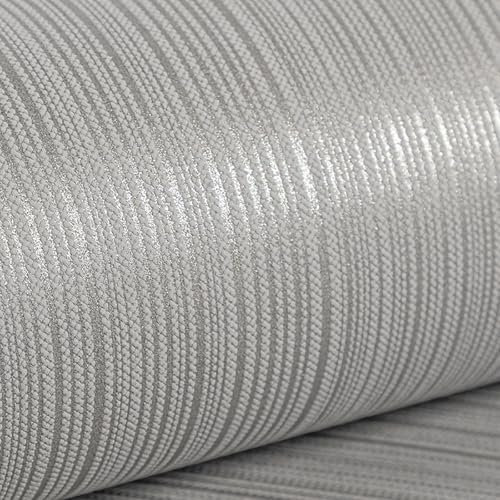 Mix Plain Stripe Textured Thick 3D Embossed Modern Minimalist Wallpaper Roll - Striped Flocking Wallcoverings Vertical Stripes for Bedroom Living Room Lounge Hall Grey