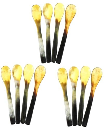 BUGUUYO 12 Stk Horn löffel kaffelöffel kaffeelöffel Eiscremelöffel teelöffel coffee spoon Trinklöffel Löffelrührer aus Horn Antipasti-Löffel Babylöffel Suppenlöffel Dessertschaufel Hörner