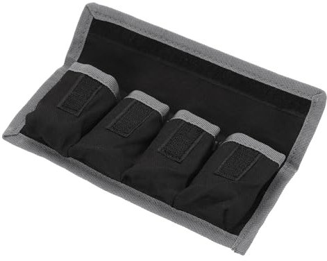 PATIKIL Camera Battery Pouch Case, 4 Pocket Nylon DSLR Battery Case Holder Storage Bag for AAA Battery and LP-E6 LP-E8 NP-FW50 EN-EL14 EN-EL15 Battery (Gray)