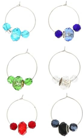 Cabilock 6piezas Marcadores De Copas De Vino con Abalorios Colores Surtidos Decoración Fiesta Identificadores Bebidas