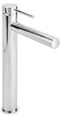 Milano Otto Modern High Rise Mono Bathroom Basin Mixer Tap Lever Handle - Chrome