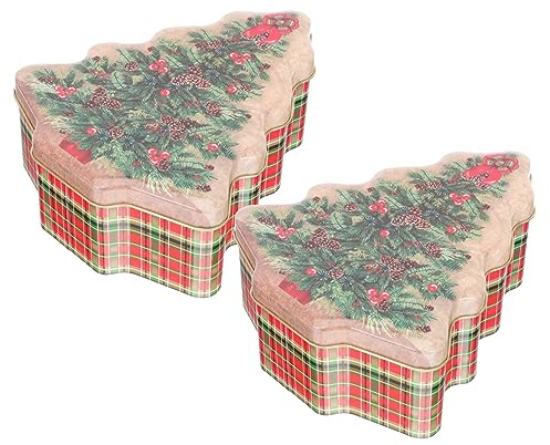 Cabilock 2stücke Weihnachtsbonbonbox Kreative Aufbewahrungsbox mit Weihnachtsmotiven Tragbare Box für Süßigkeiten Kekse und Lollis Wiederverwendbar für Weihnachtsdekoration