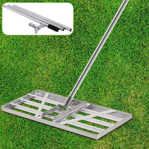 XXL Rakel Rechen 85*35cm | 2m Einstellbare Griff | Rase Rakel Sanden Topdressing Flächen Lawn Leveler Garten Nivellierrechen Flächenebner Rasenrechen Rasenschieber Levelingrake für Hof Garten Golf